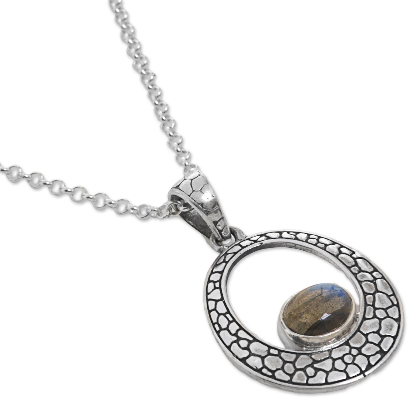 Stone of Love Sterling Silver Labradorite Pendant Necklace from Indonesia