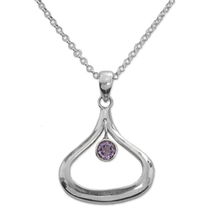 Unbreakable Purple Sterling Silver Amethyst Pendant Necklace from Indonesia