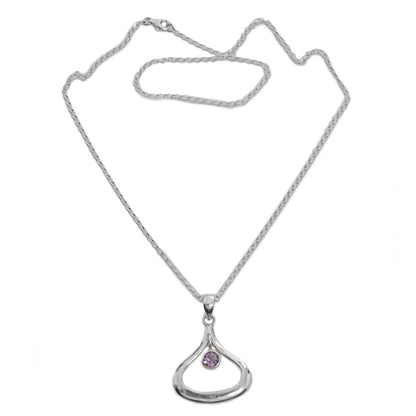 Unbreakable Purple Sterling Silver Amethyst Pendant Necklace from Indonesia