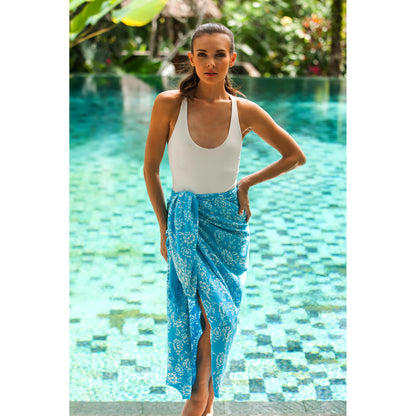 Tropical Blue Batik Swimsuit Cover-Up