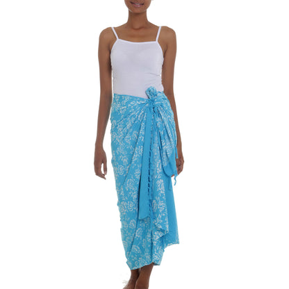 Tropical Blue Batik Swimsuit Cover-Up