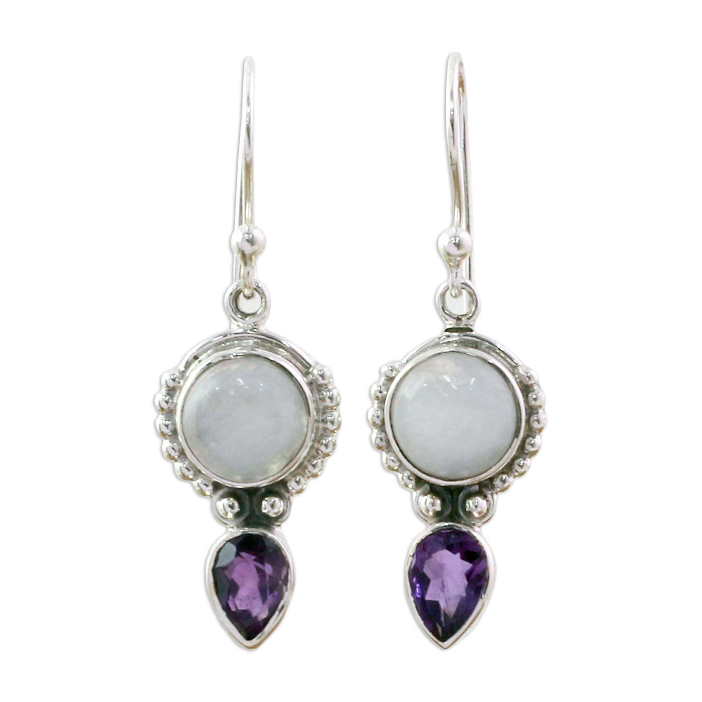 Indian Rain Multi-Gem Silver Dangle Earrings