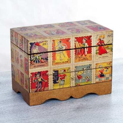 Day of the Dead Lottery Day of the Dead Bingo Decoupage on Pinewood Jewelry Box