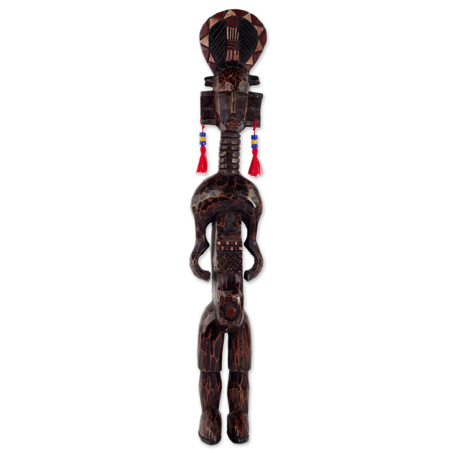 Warrior Hand Carved Sese Wood Statue of a Tall Watchful Warrior