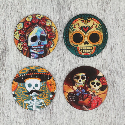 Festive Catrina Coasters - Set of 4