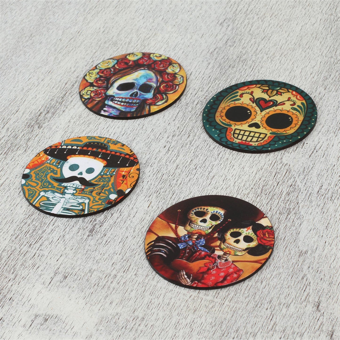 Festive Catrina Coasters - Set of 4