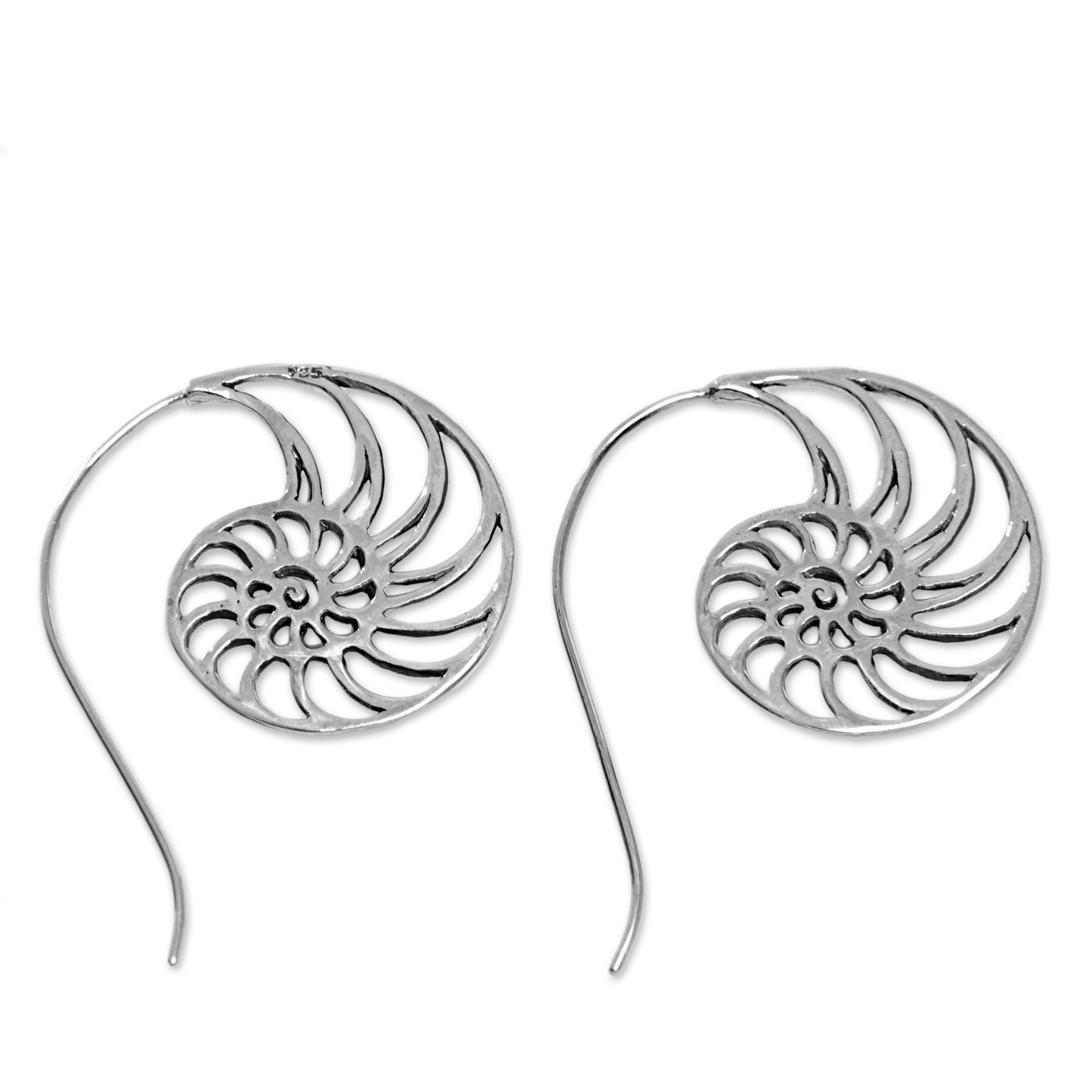 Spiral Nautilus Shell Drop Earrings