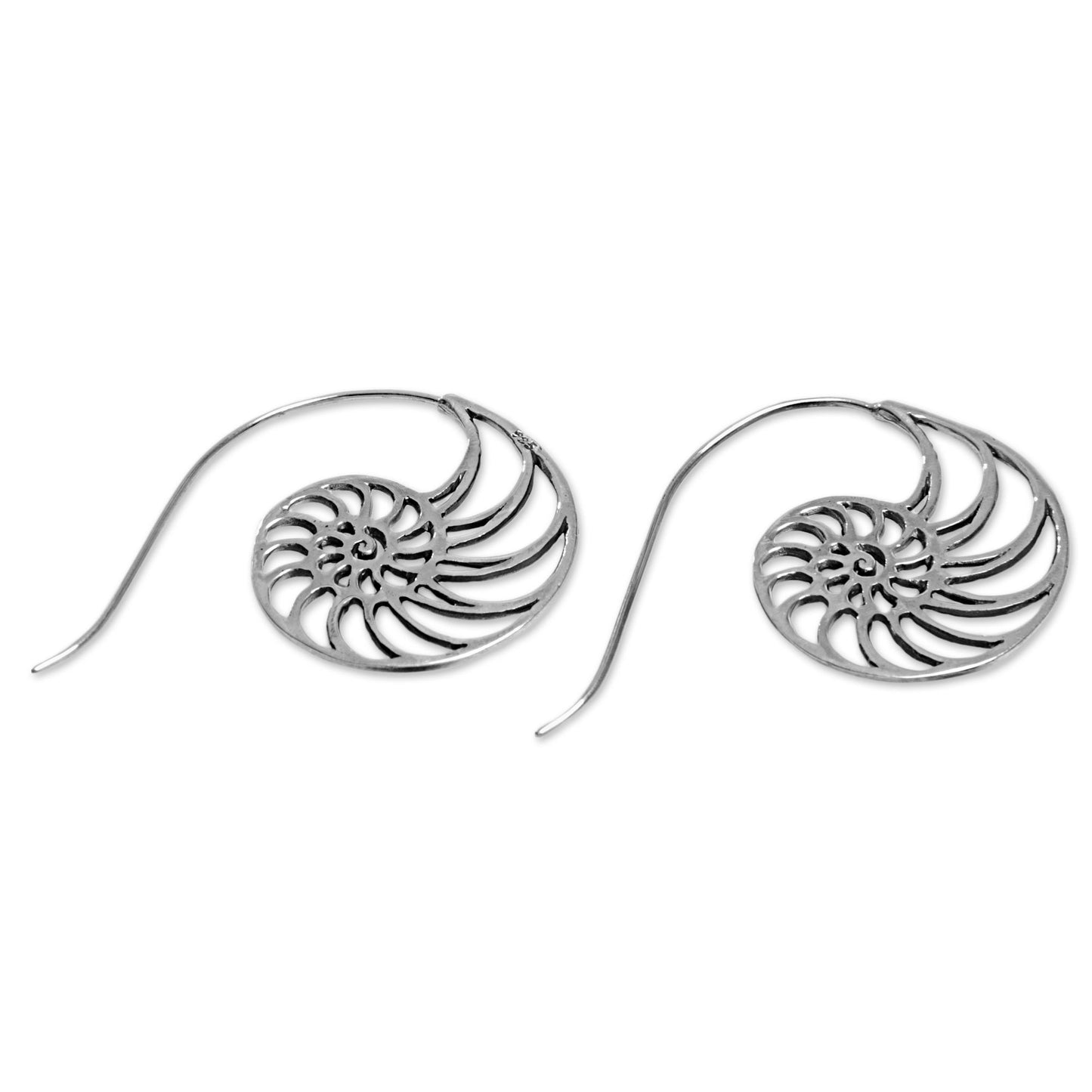 Spiral Nautilus Shell Drop Earrings