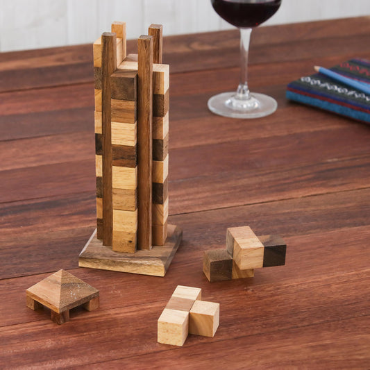 Babylon Tower Hand Made Wood Tower Puzzle Game from Thailand