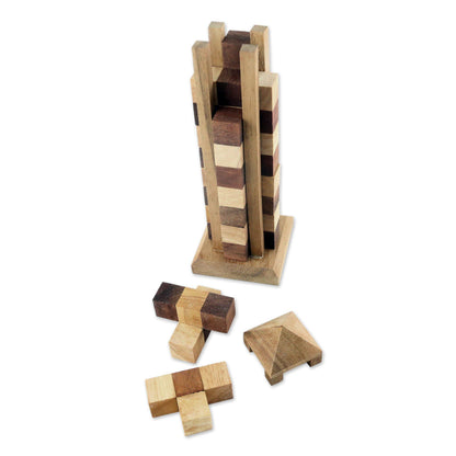 Babylon Tower Hand Made Wood Tower Puzzle Game from Thailand