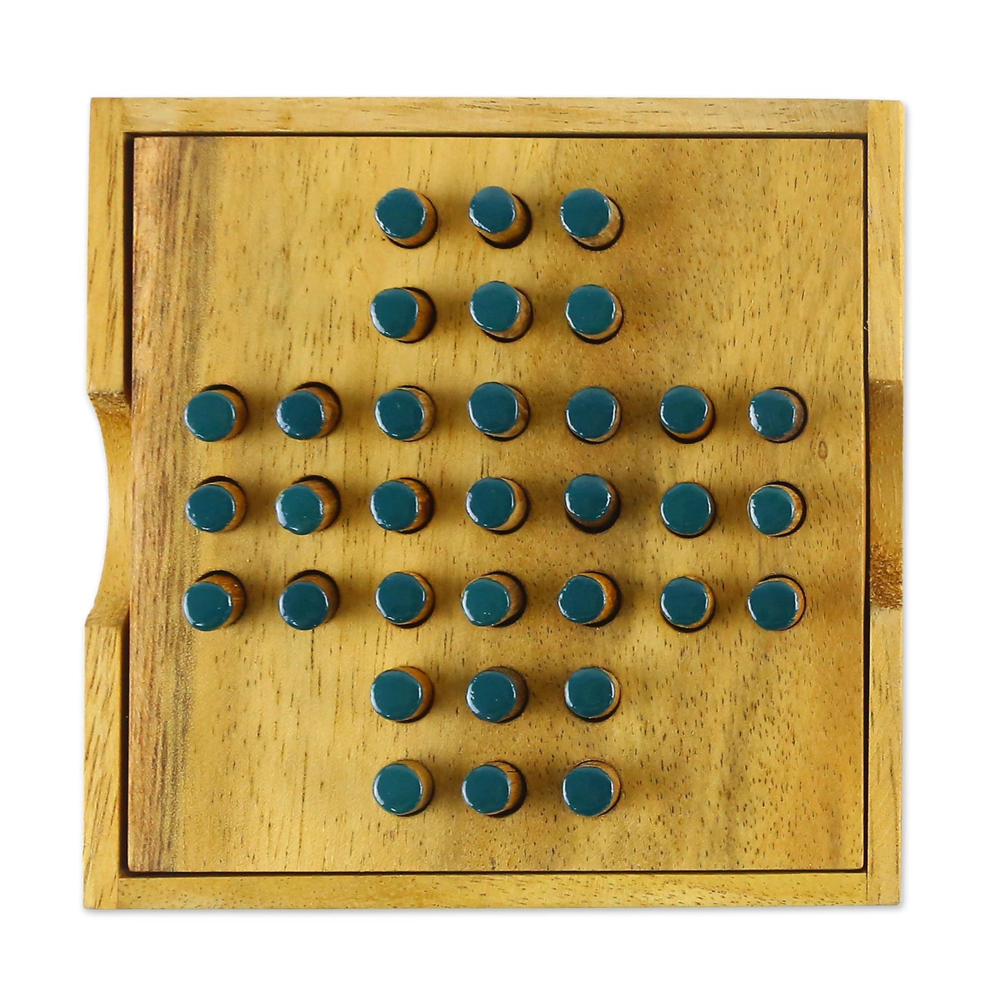 Elimination Hand Made Wood Peg Game Teal from Thailand