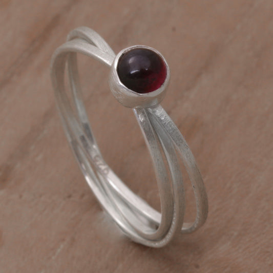 Magical Force Bali Hand Crafted Sterling Silver and Garnet Solitaire Ring
