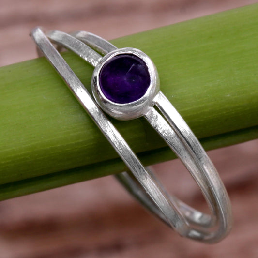 Magical Force in Purple Hand Made Amethyst and Sterling Silver Solitaire Ring