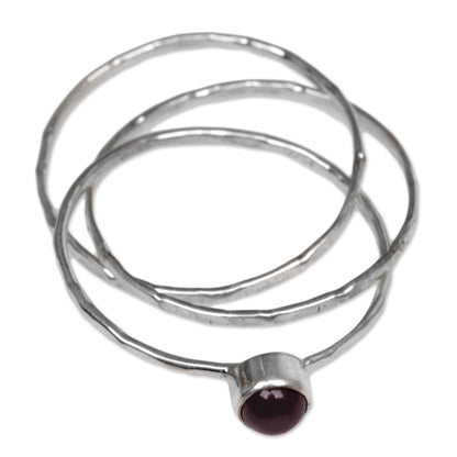 Magical Essence in Red Garnet and Sterling Silver Solitaire Ring from Indonesia