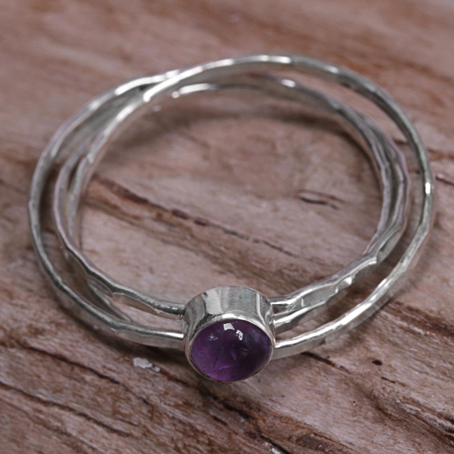 Magical Essence in Purple Amethyst and Sterling Silver Solitaire Ring from Indonesia