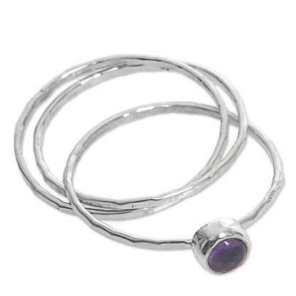 Magical Essence in Purple Amethyst and Sterling Silver Solitaire Ring from Indonesia
