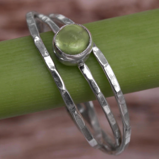 Magical Essence in Light Green Peridot and Sterling Silver Solitaire Ring from Indonesia