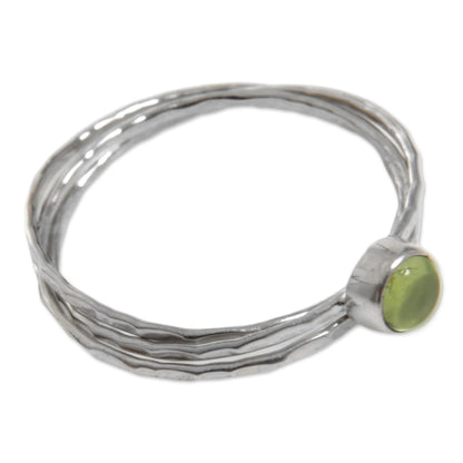 Magical Essence in Light Green Peridot and Sterling Silver Solitaire Ring from Indonesia