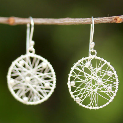 Good Dream Sterling Silver Round Dangle Earrings from Thailand