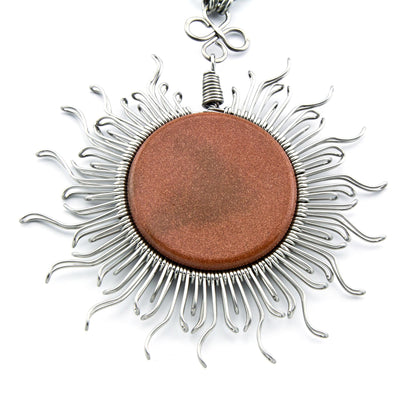 Rays of the Sun Stainless Steel Goldstone Statement Necklace from Brazil