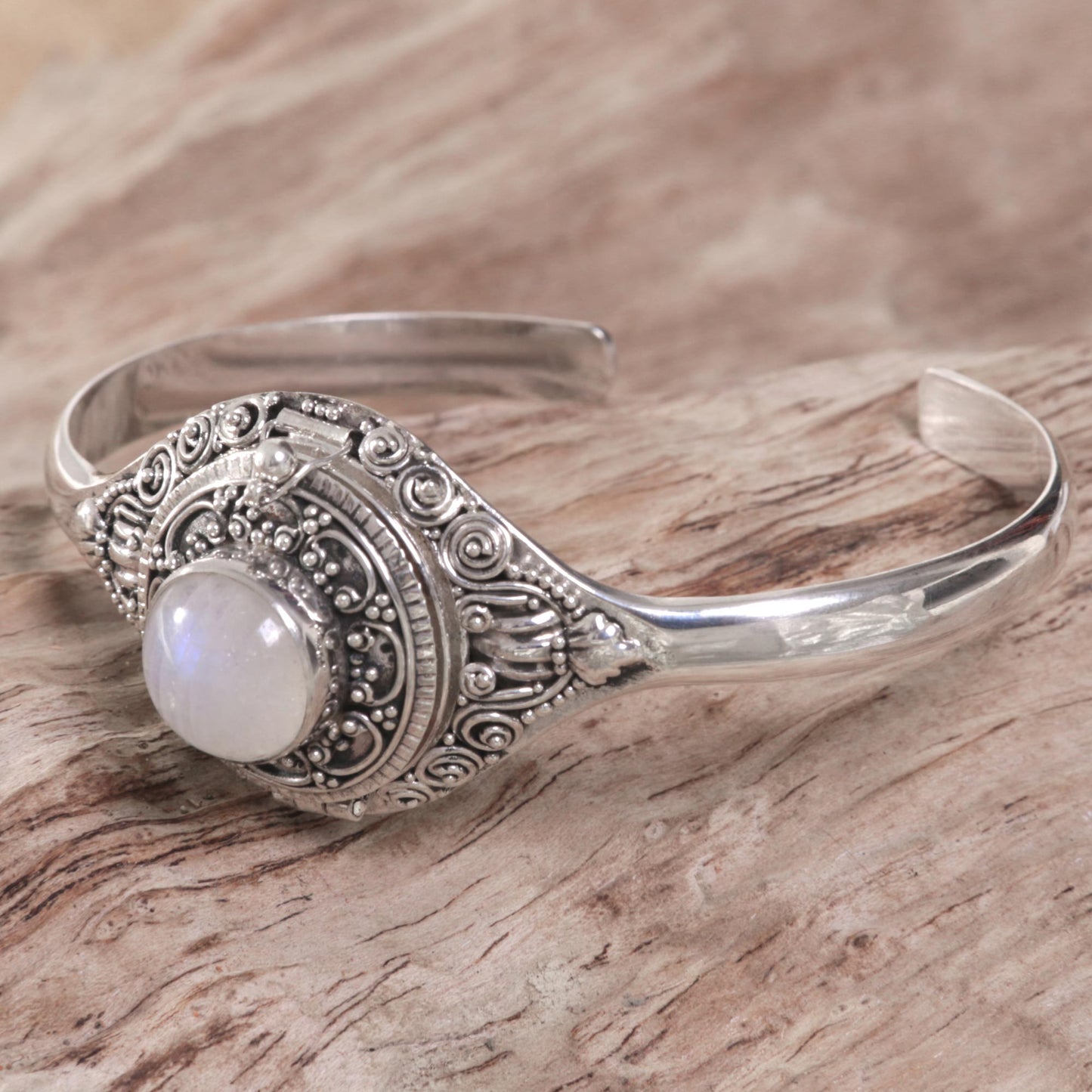 Moon Door Rainbow Moonstone & Silver Cuff Bracelet