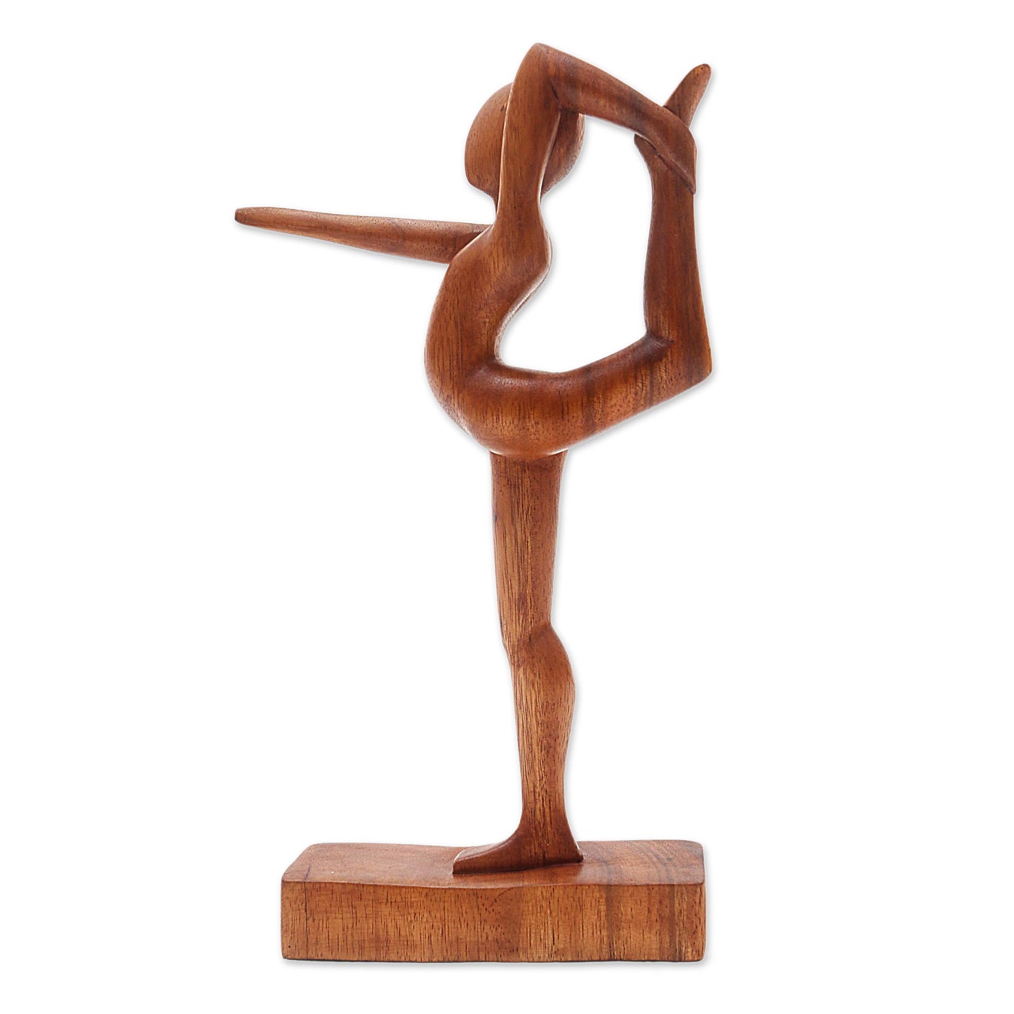 Dandayamana Pose Handmade Dandayamana Pose Yoga Statuette Brown  Suar Wood