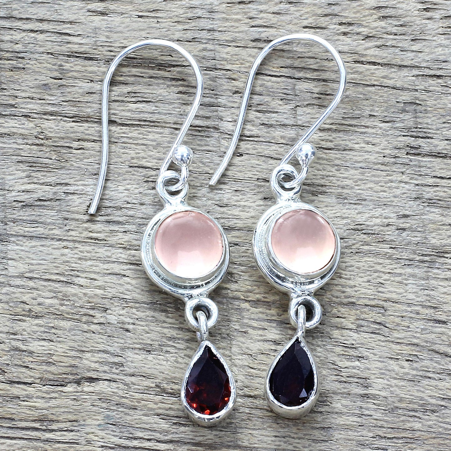 Crimson Chalcedony & Garnet Dangle Earrings