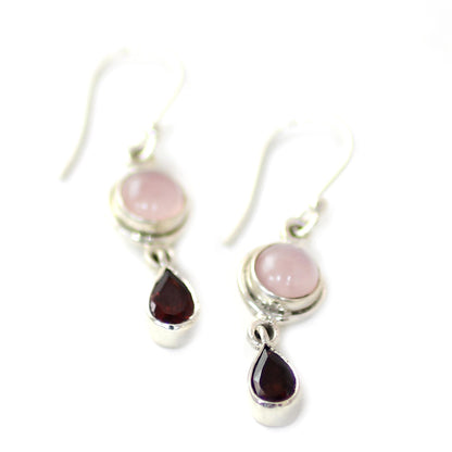 Crimson Chalcedony & Garnet Dangle Earrings