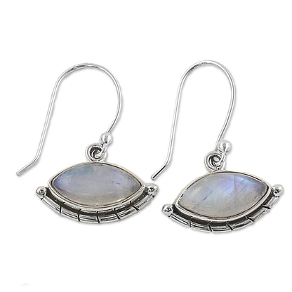 Protective Eyes Rainbow Moonstone Dangle Earrings