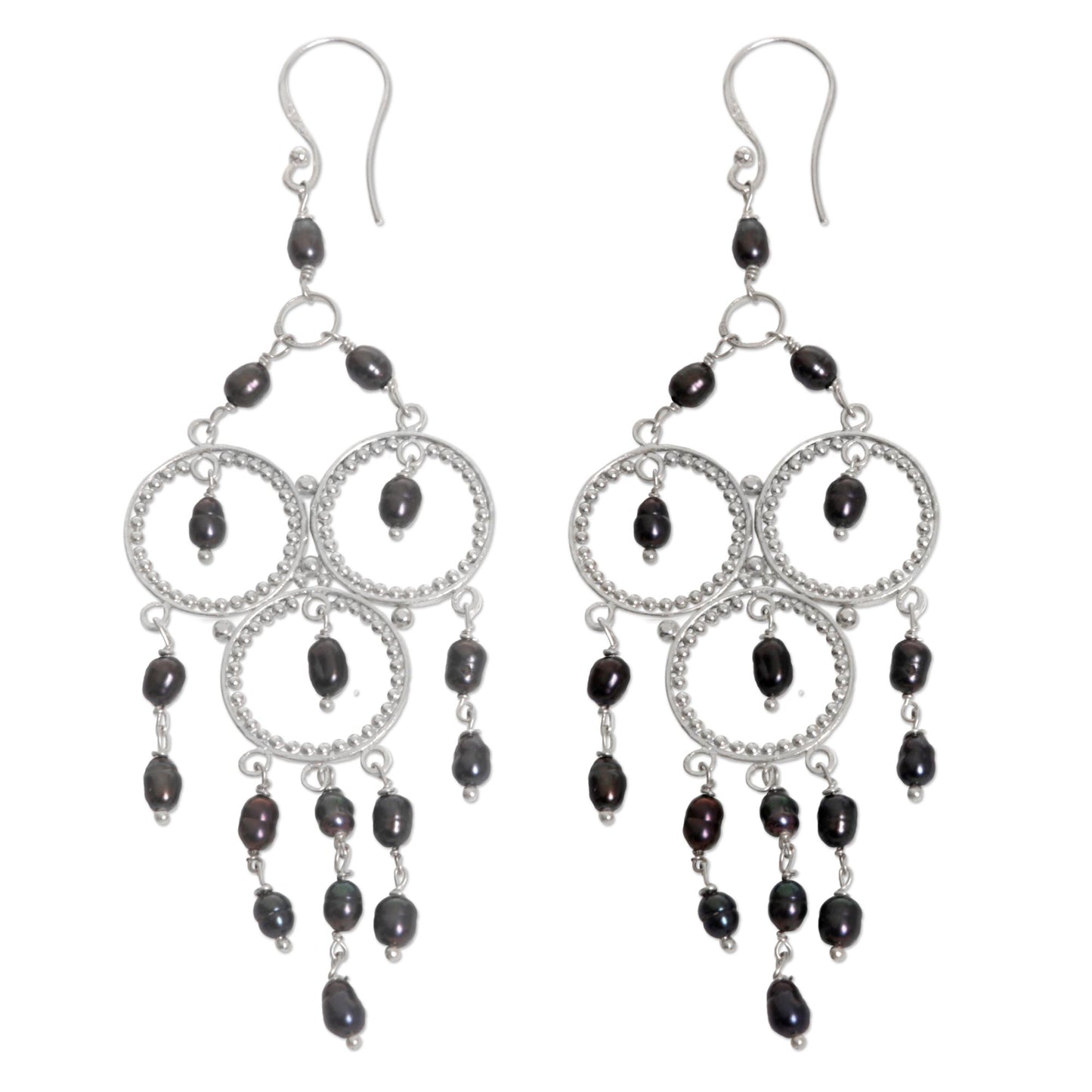 Gentle Rainfall Sterling Silver and Cultured Pearl Chandelier Earrings