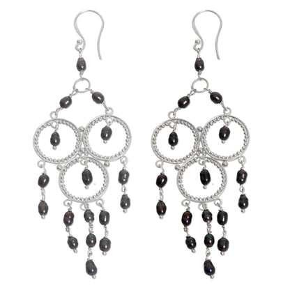 Gentle Rainfall Sterling Silver and Cultured Pearl Chandelier Earrings