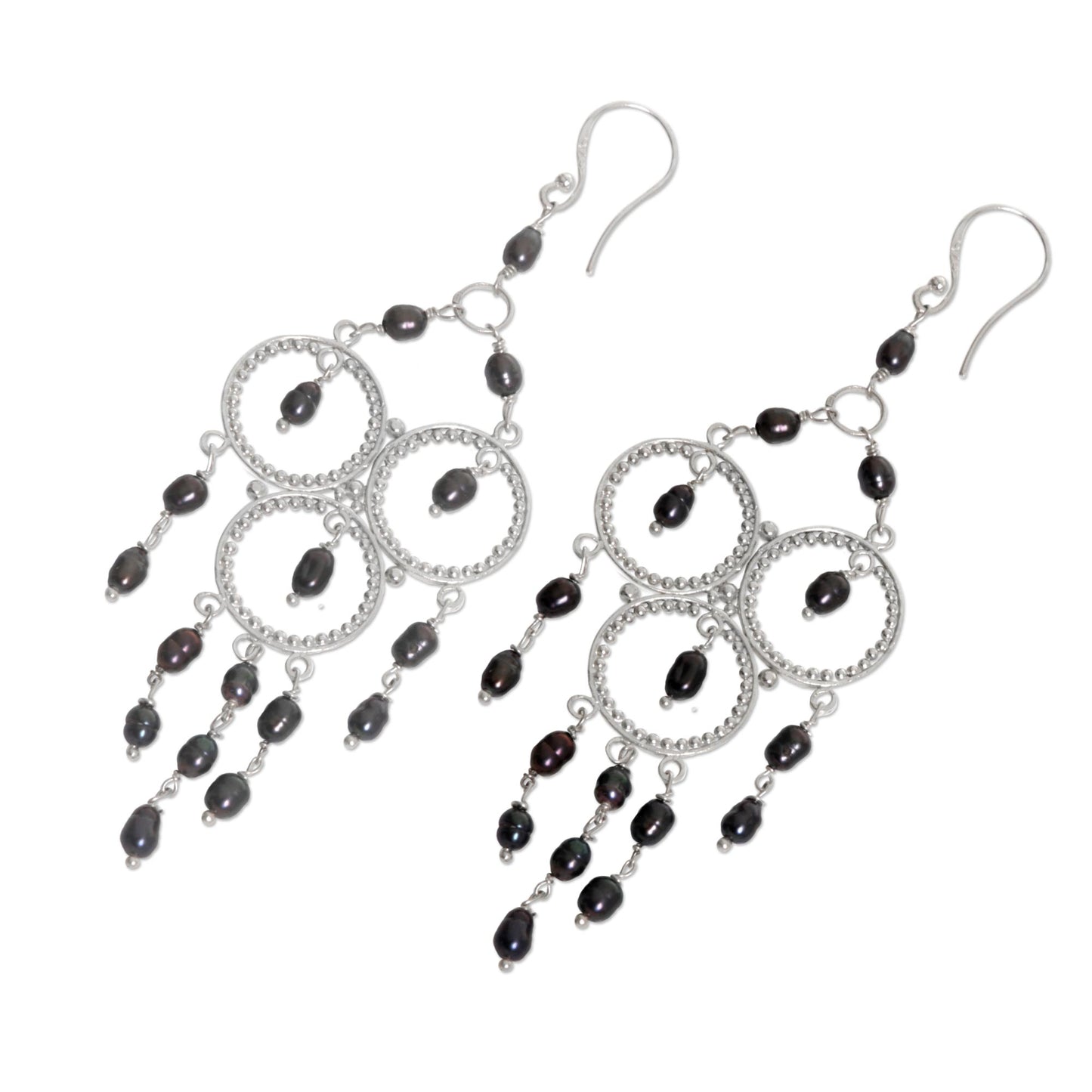 Gentle Rainfall Sterling Silver and Cultured Pearl Chandelier Earrings