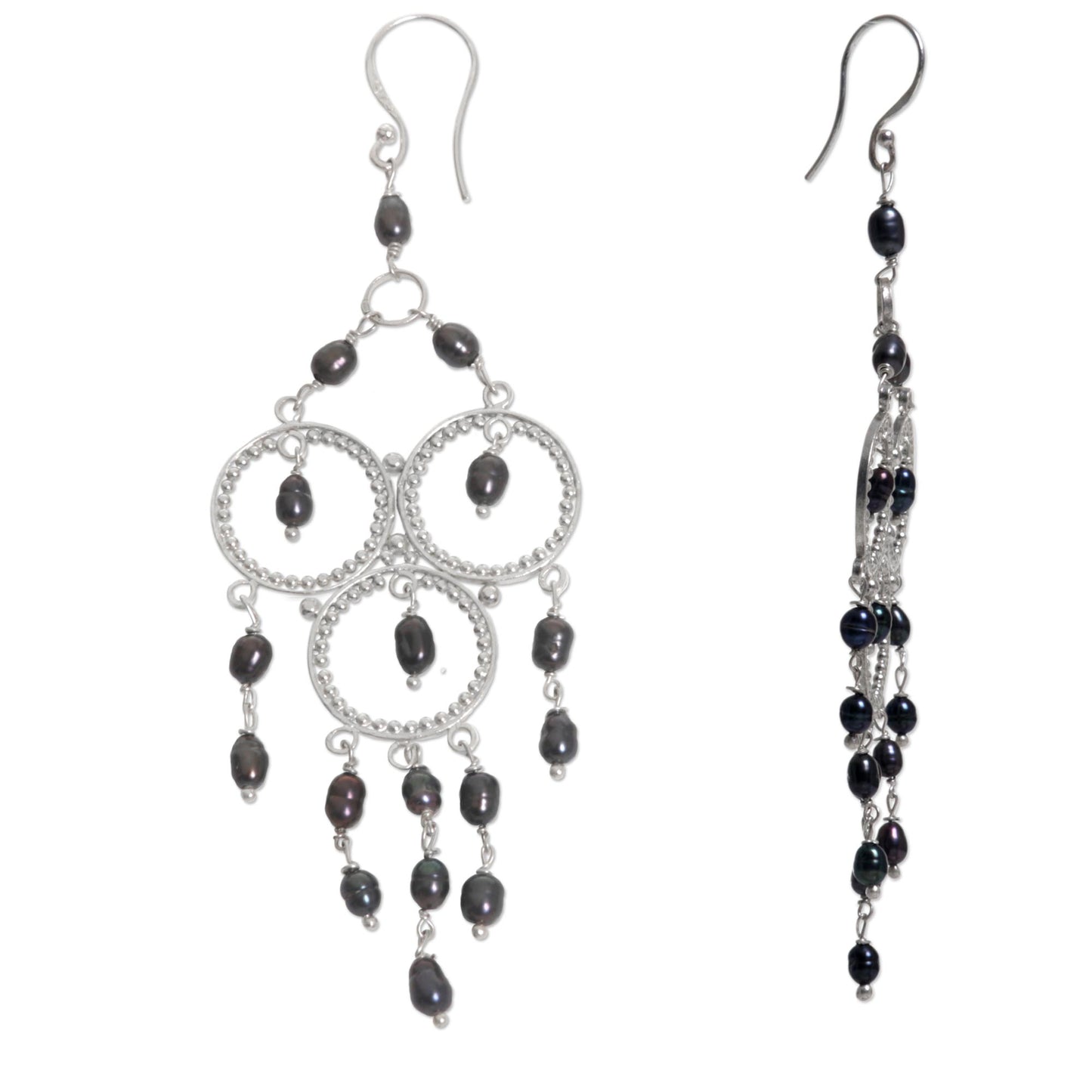 Gentle Rainfall Sterling Silver and Cultured Pearl Chandelier Earrings