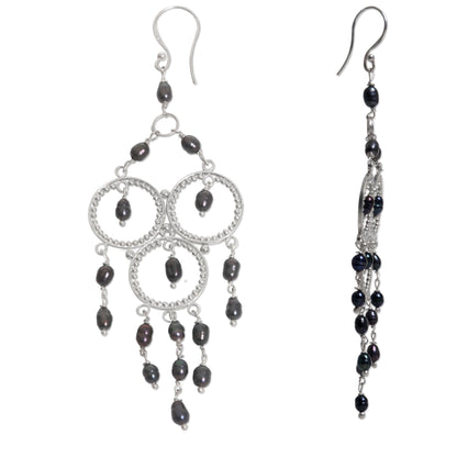 Gentle Rainfall Sterling Silver and Cultured Pearl Chandelier Earrings