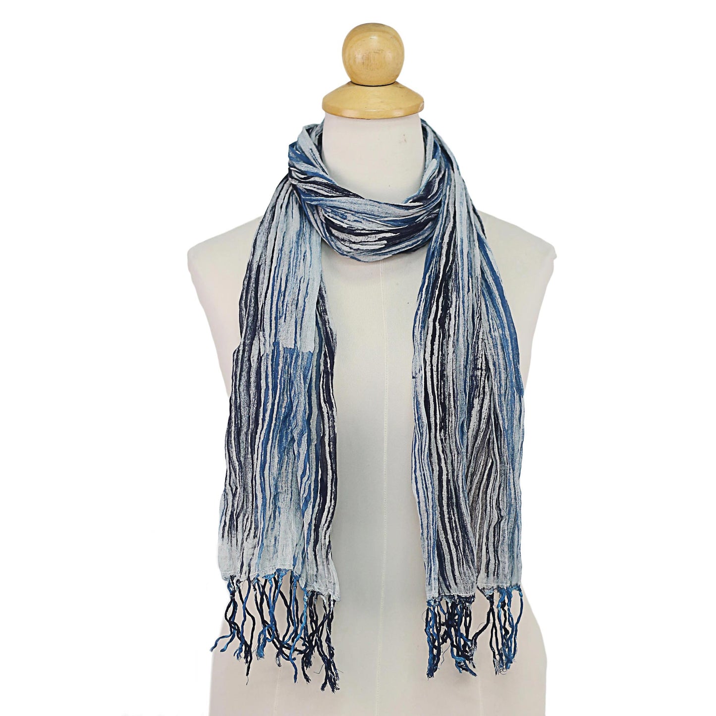 Speckled Field in Azure Cotton Scarf