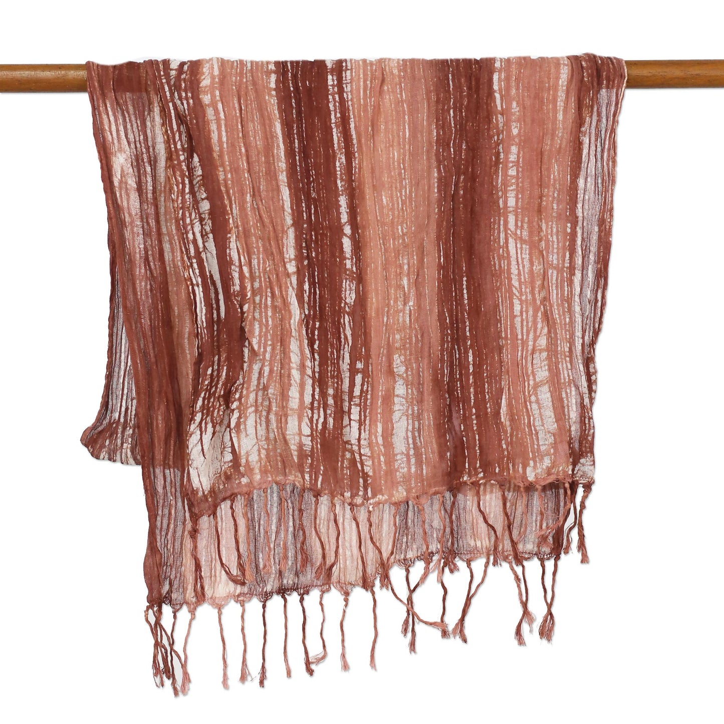 Speckled Field in Rosewood Batik Tie-Dyed Cotton Scarf in Rosewood from Thailand