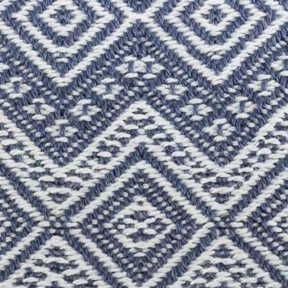 Prussian Blue Destiny Alpaca Acrylic Blanket Fringe Prussian Blue Eggshell Peru