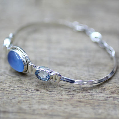 Shining Blue Chalcedony & Topaz Bracelet