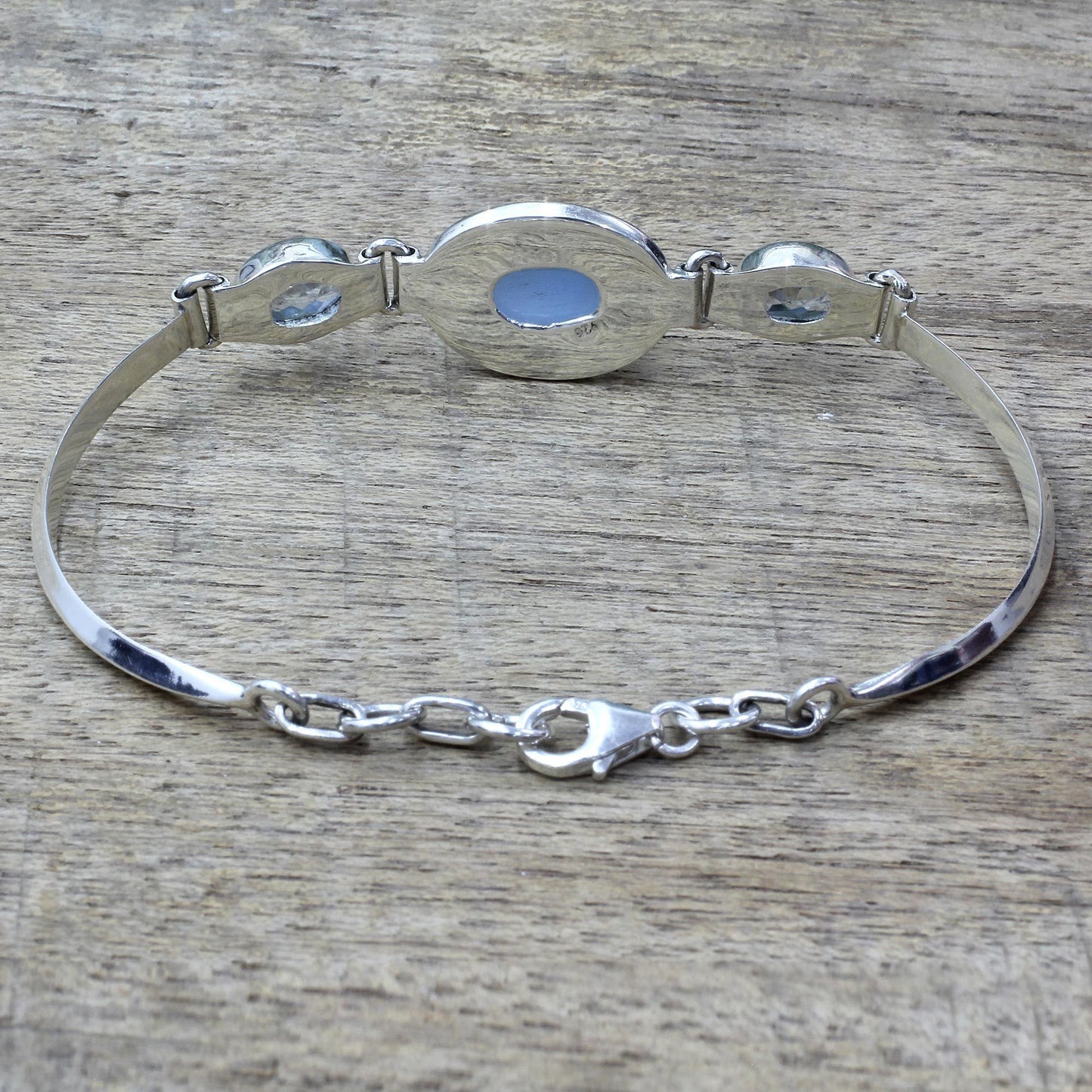 Shining Blue Chalcedony & Topaz Bracelet