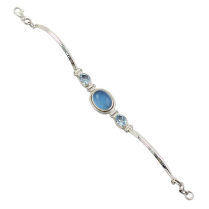 Shining Blue Chalcedony & Topaz Bracelet