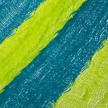 Fluorescent Tropics Neon Green and Blue Hand Woven Nylon Maya Hammock (Single)