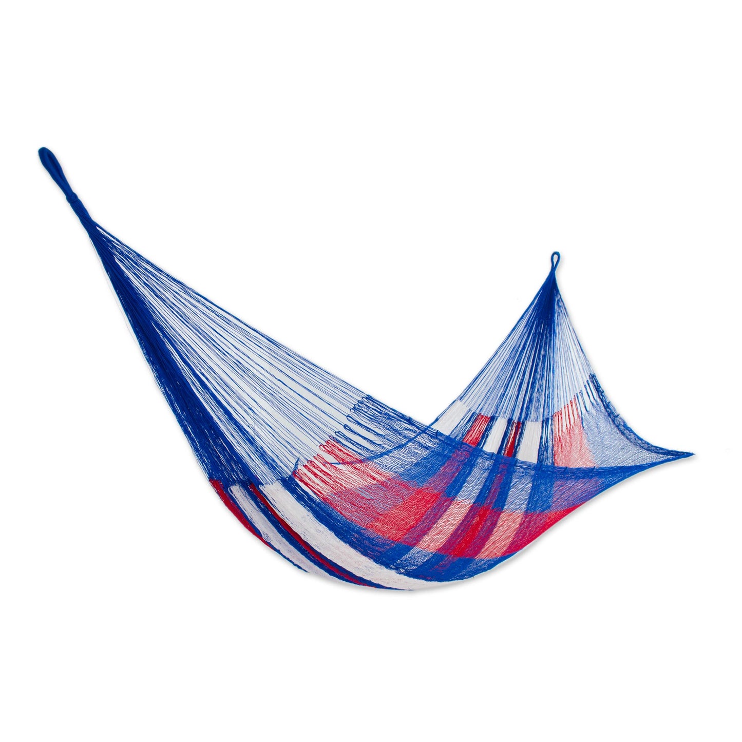 Patriotic Red White and Blue Hand Woven Nylon Maya Hammock (Double)