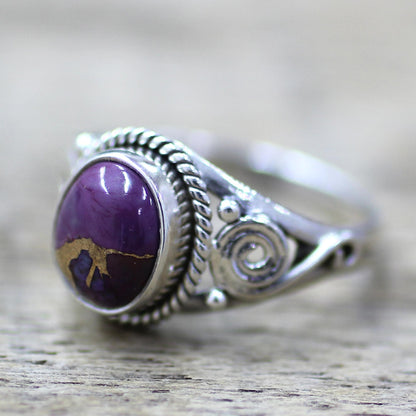 Purple Attunement Silver Purple Composite Turquoise Cocktail Ring India