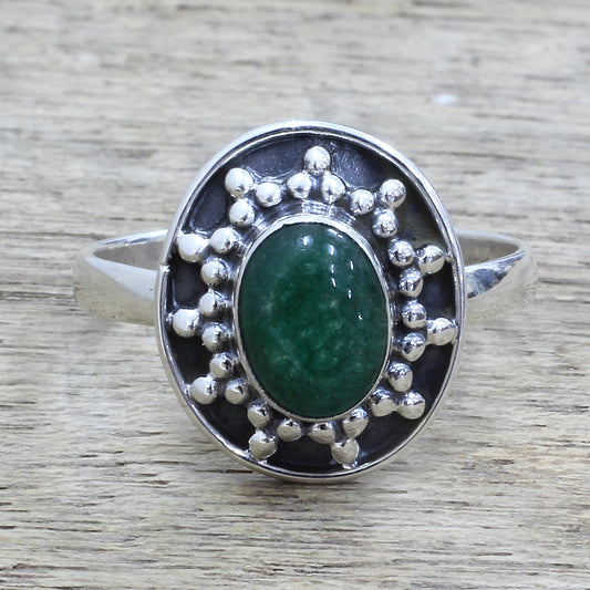 Misty Sun Sterling Silver Green Quartz Cocktail Ring from India