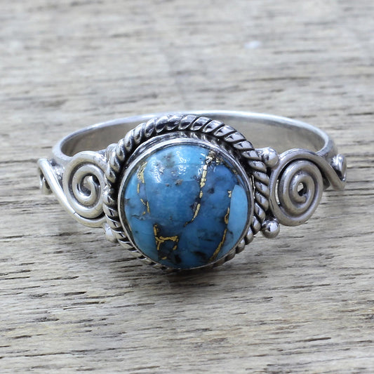 Blue Attunement Sterling Silver and Blue Composite Turquoise Cocktail Ring