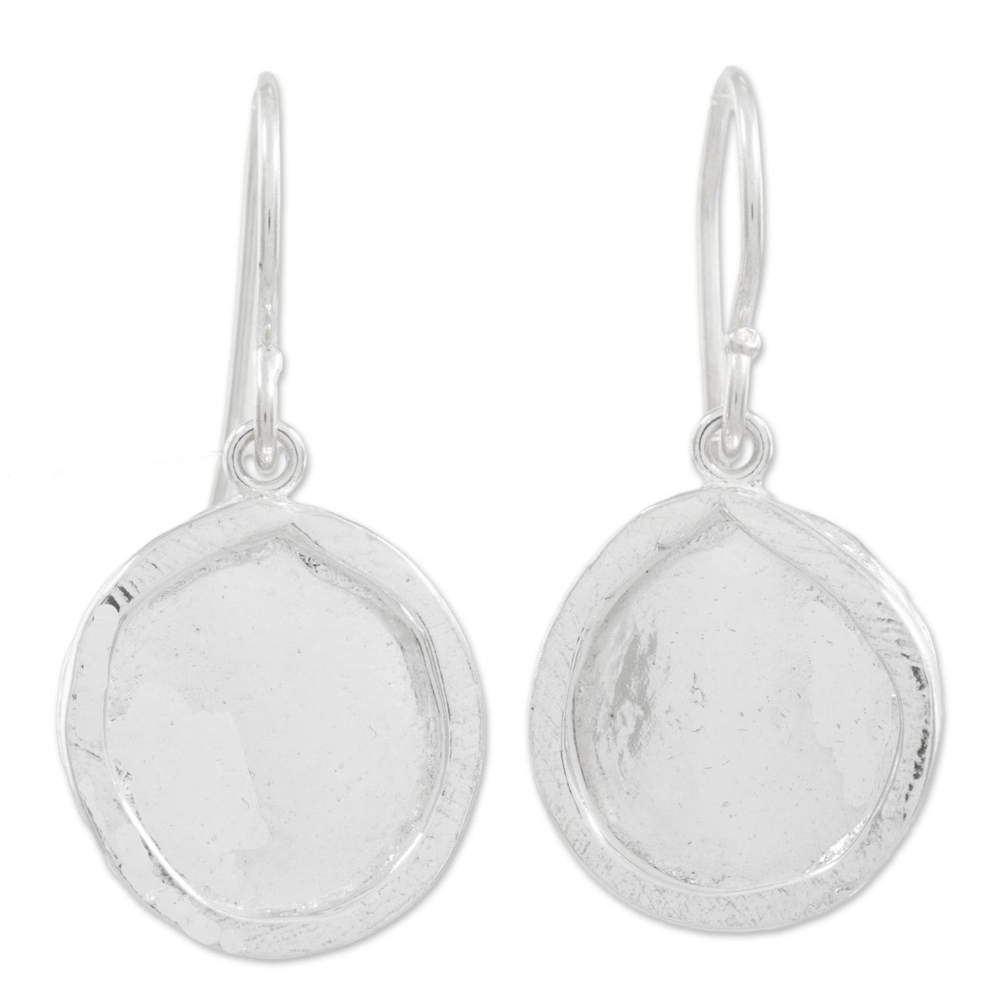 Shimmering Circles Combination Finish Fine Silver Shimmering Dangle Earrings