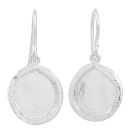 Shimmering Circles Combination Finish Fine Silver Shimmering Dangle Earrings