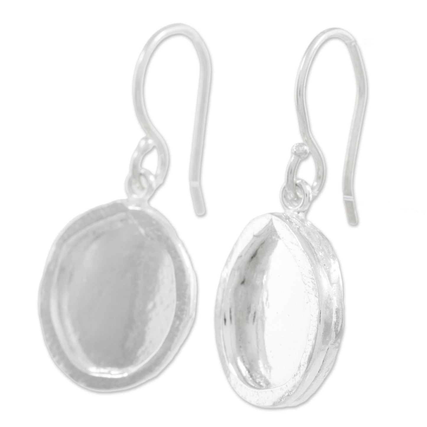 Shimmering Circles Combination Finish Fine Silver Shimmering Dangle Earrings