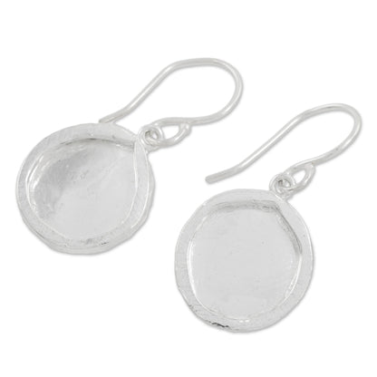 Shimmering Circles Combination Finish Fine Silver Shimmering Dangle Earrings