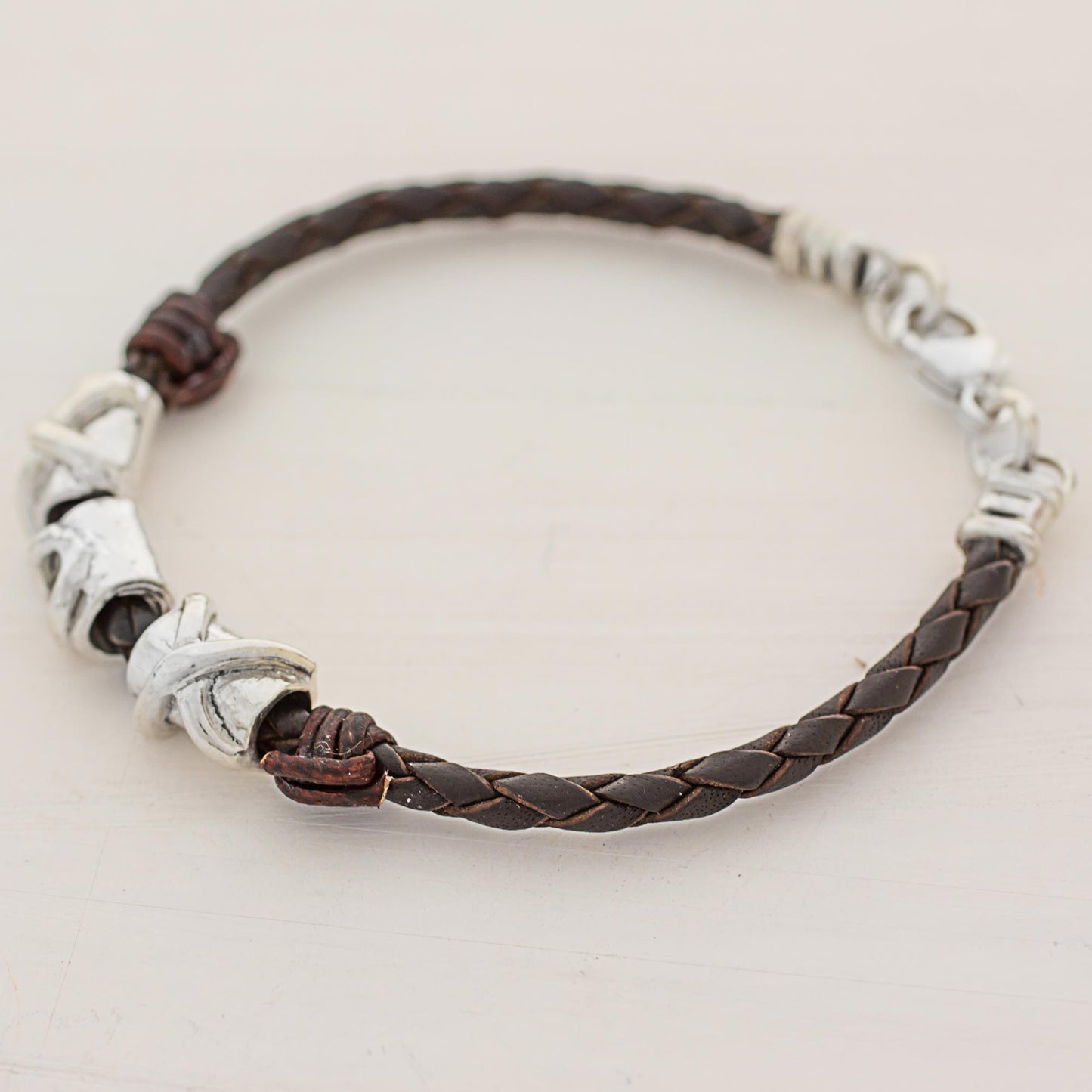 Silver Love in Brown 999 Silver Brown Pendant Wristband Bracelet from Guatemala